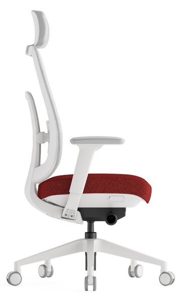 Kancelářská ergonomická židle K42 WHITE SP – síťovaná/ čalouněná, červená