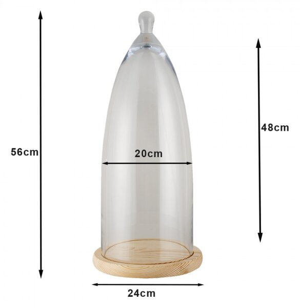 Světle hnědý dřevěný podnos se skleněným poklopem Lucille – 24x56 cm