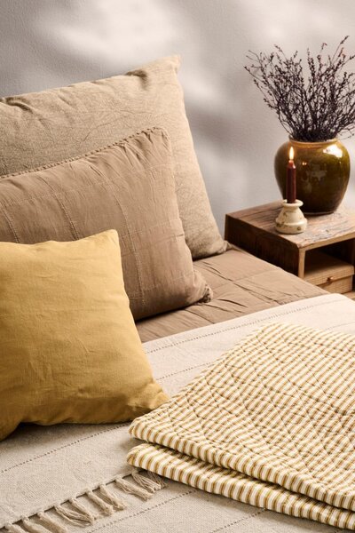 Bavlněný přehoz Double Cream Thin Stripes 240 × 240 cm