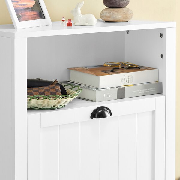 Sobuy Fsr87-K-W Sklápěč Bot Botník Se 2 Klopami Komoda Bílý 60X110X24Cm