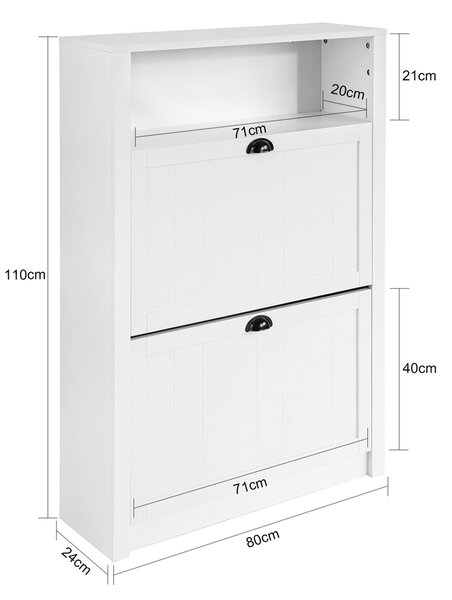 Sobuy Fsr87-W Botník Sklápěč Bot Komoda Bílý 80X110X24Cm
