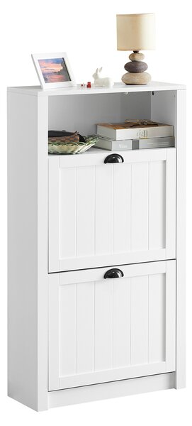 Sobuy Fsr87-K-W Sklápěč Bot Botník Se 2 Klopami Komoda Bílý 60X110X24Cm