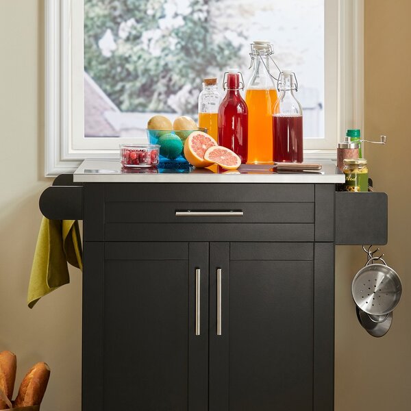 Sobuy Fkw110-Sch Kuchyňský Vozík Servírovací Vozík Boční Vozík Černý 80X90X46Cm