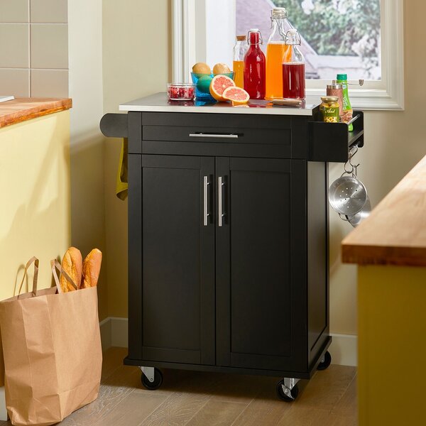 Sobuy Fkw110-Sch Kuchyňský Vozík Servírovací Vozík Boční Vozík Černý 80X90X46Cm