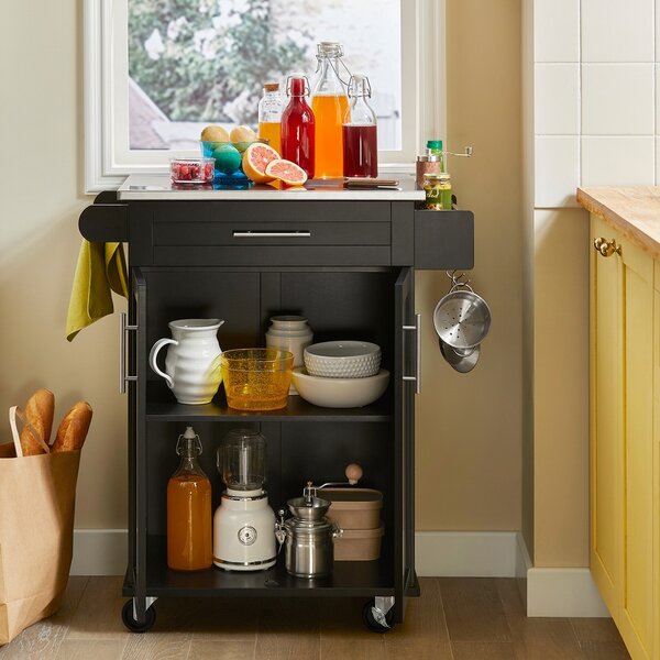 Sobuy Fkw110-Sch Kuchyňský Vozík Servírovací Vozík Boční Vozík Černý 80X90X46Cm