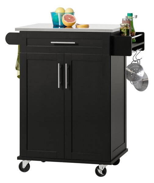 Sobuy Fkw110-Sch Kuchyňský Vozík Servírovací Vozík Boční Vozík Černý 80X90X46Cm