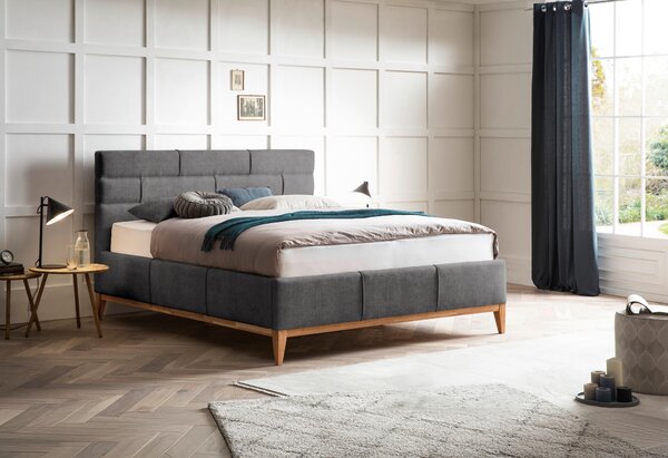 ČALOUNĚNÁ POSTEL, 180/200 cm, dřevo, plast, textil, šedá Welnova - Postele s úložným prostorem