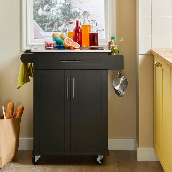 Sobuy Fkw110-Sch Kuchyňský Vozík Servírovací Vozík Boční Vozík Černý 80X90X46Cm