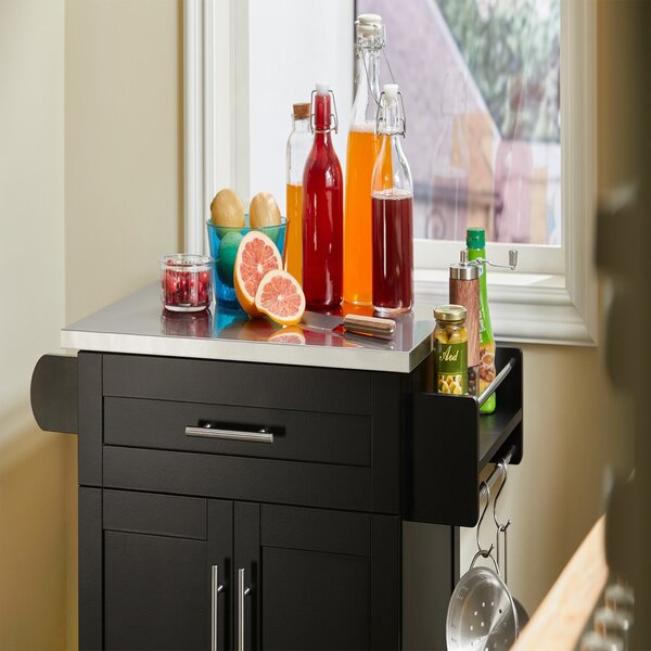 Sobuy Fkw110-Sch Kuchyňský Vozík Servírovací Vozík Boční Vozík Černý 80X90X46Cm