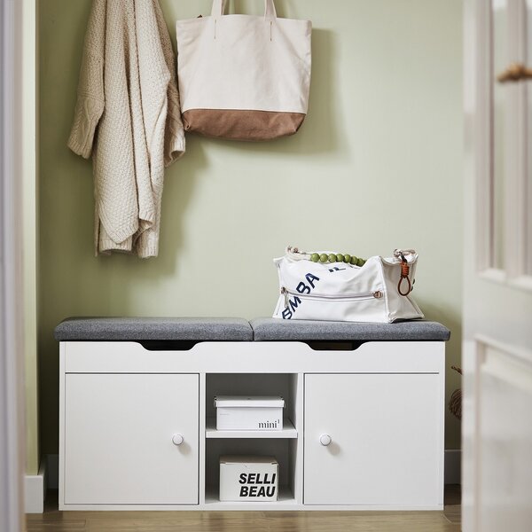 Sobuy Fsr96-W Lavice Se Dvěma Podsedáky Lavice Na Boty S Úložným Prostorem Bílá 100X48X34Cm
