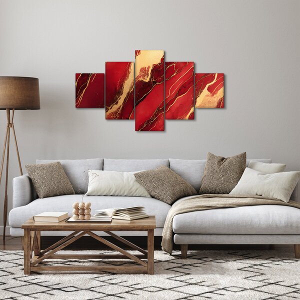 Obraz - Červeno-zlatý mramor (125x70 cm)