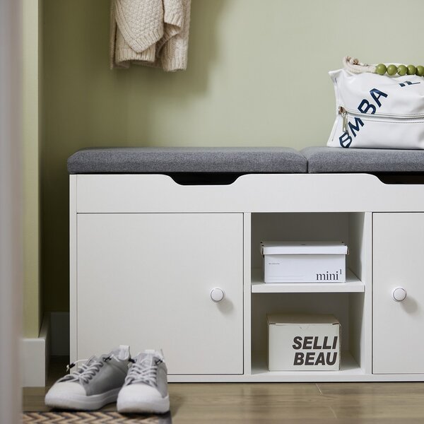 Sobuy Fsr96-W Lavice Se Dvěma Podsedáky Lavice Na Boty S Úložným Prostorem Bílá 100X48X34Cm