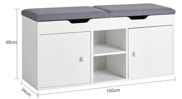 Sobuy Fsr96-W Lavice Se Dvěma Podsedáky Lavice Na Boty S Úložným Prostorem Bílá 100X48X34Cm