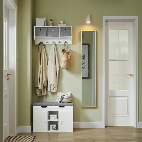 Sobuy Fsr96-W Lavice Se Dvěma Podsedáky Lavice Na Boty S Úložným Prostorem Bílá 100X48X34Cm