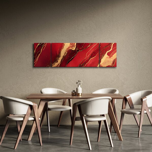 Obraz - Červeno-zlatý mramor (170x50 cm)