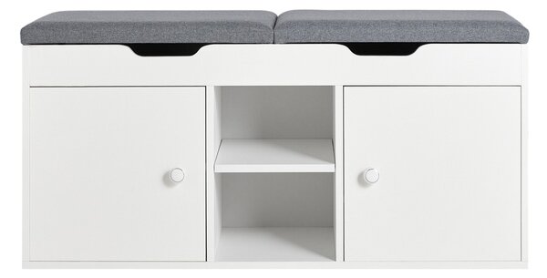 Sobuy Fsr96-W Lavice Se Dvěma Podsedáky Lavice Na Boty S Úložným Prostorem Bílá 100X48X34Cm