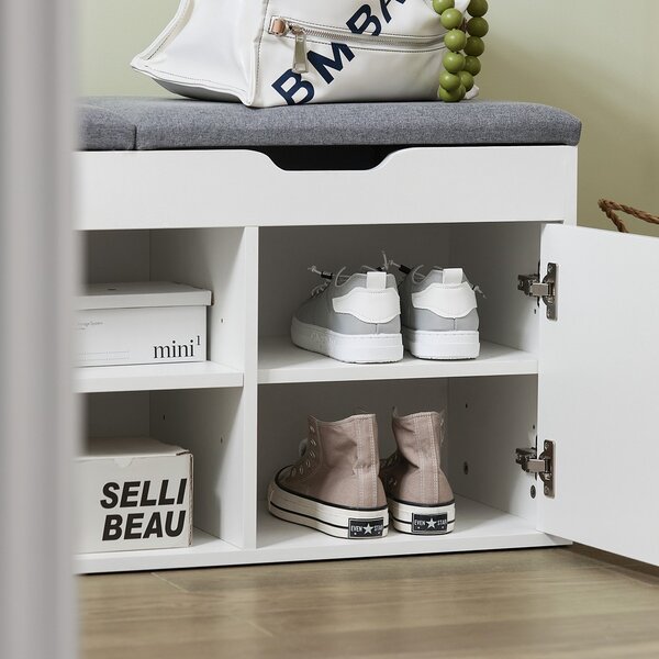 Sobuy Fsr96-W Lavice Se Dvěma Podsedáky Lavice Na Boty S Úložným Prostorem Bílá 100X48X34Cm