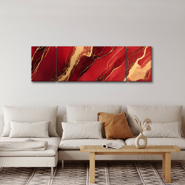 Obraz - Červeno-zlatý mramor (170x50 cm)