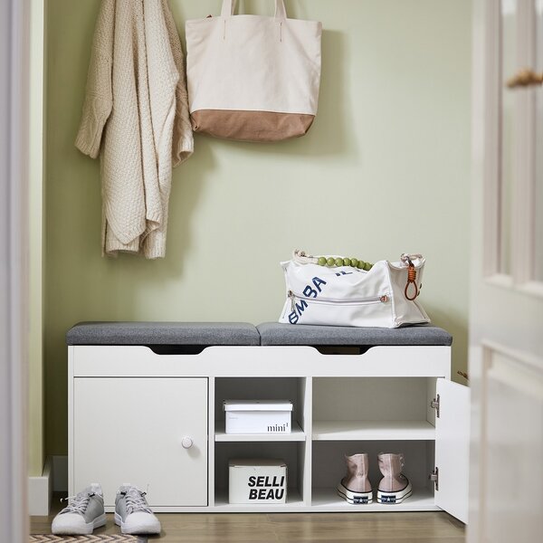 Sobuy Fsr96-W Lavice Se Dvěma Podsedáky Lavice Na Boty S Úložným Prostorem Bílá 100X48X34Cm