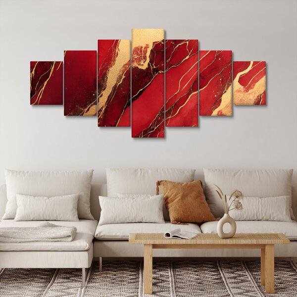 Obraz - Červeno-zlatý mramor (210x100 cm)