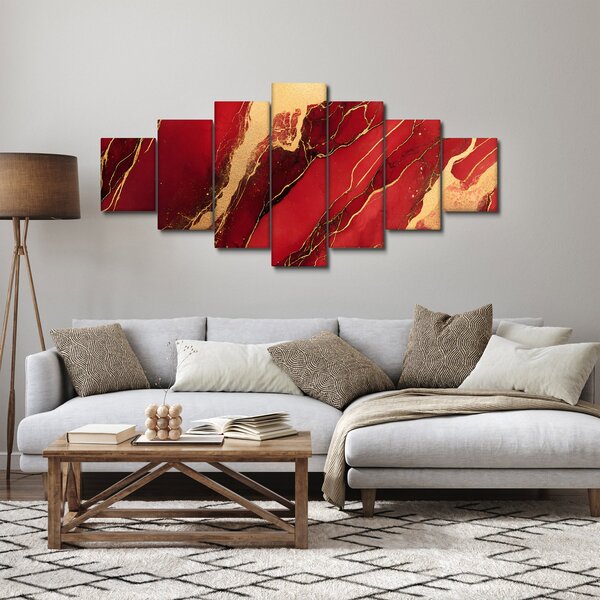Obraz - Červeno-zlatý mramor (210x100 cm)