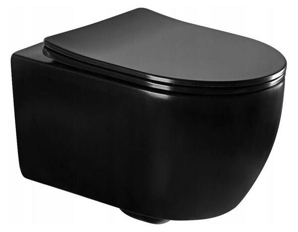 Závěsný set Mexen Fenix + WC Carmen + bidet + tlačítko, černá, 60100+3388XX85