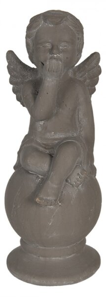 Vintage soška andílka sedícího na kouli – 16x15x38 cm