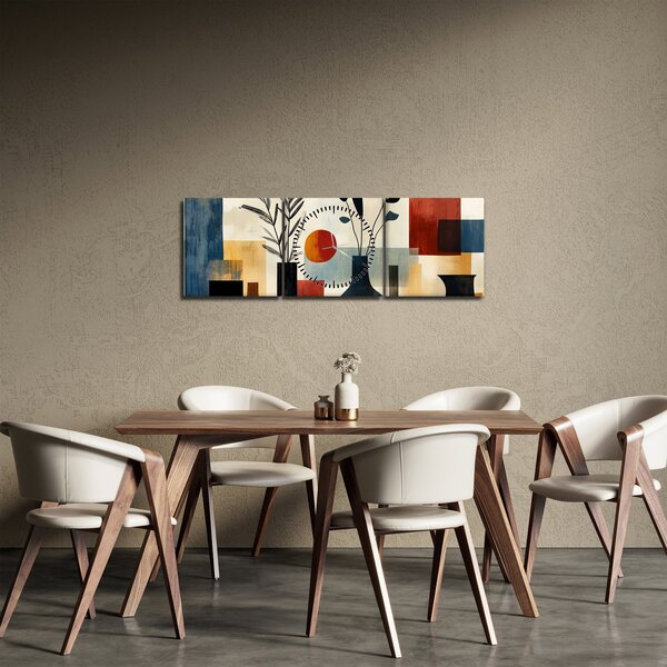Obraz - Kubistické vázy (s hodinami) (90x30 cm)