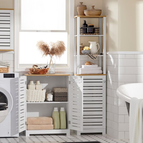 Sobuy Bzr41-W Koupelnová Skříňka Skříňka Do Koupelny Konzolový Stolek Bílá-Příroda