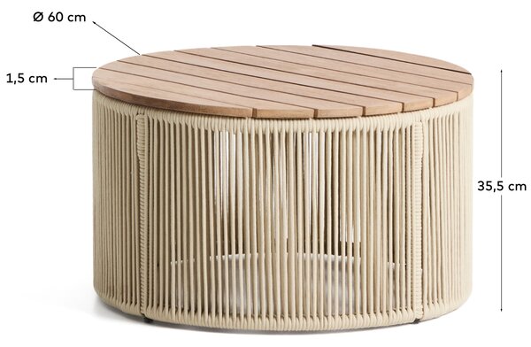 Kave Home Krémový zahradní stolek Dandara 60 cm
