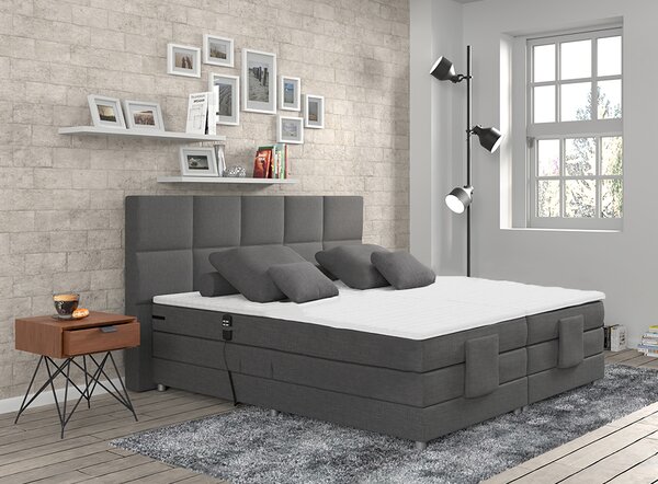 KONDELA Elektrická polohovací postel, boxspring, šedá, 180x200, MURKO NEW