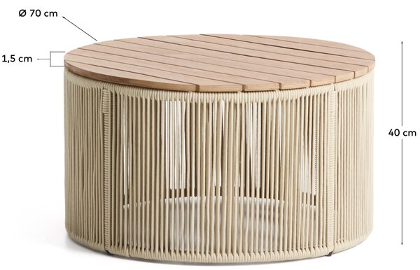 Kave Home Krémový zahradní stolek Dandara 70 cm