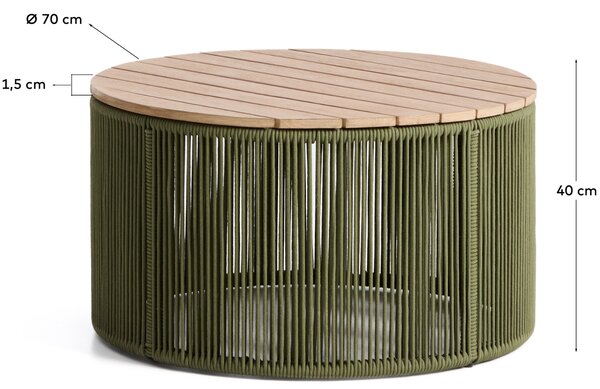 Kave Home Zelený zahradní stolek Dandara 70 cm