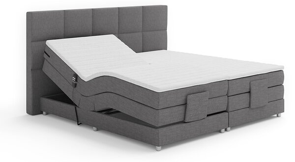 KONDELA Elektrická polohovací postel, boxspring, šedá, 180x200, MURKO NEW