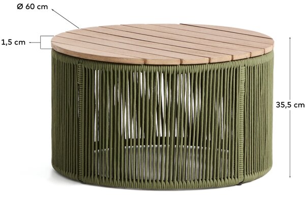 Kave Home Zelený zahradní stolek Dandara 60 cm
