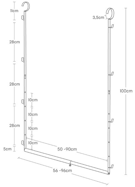 Bílý kovový věšák do šatníku Yamazaki Smart 56/96 cm