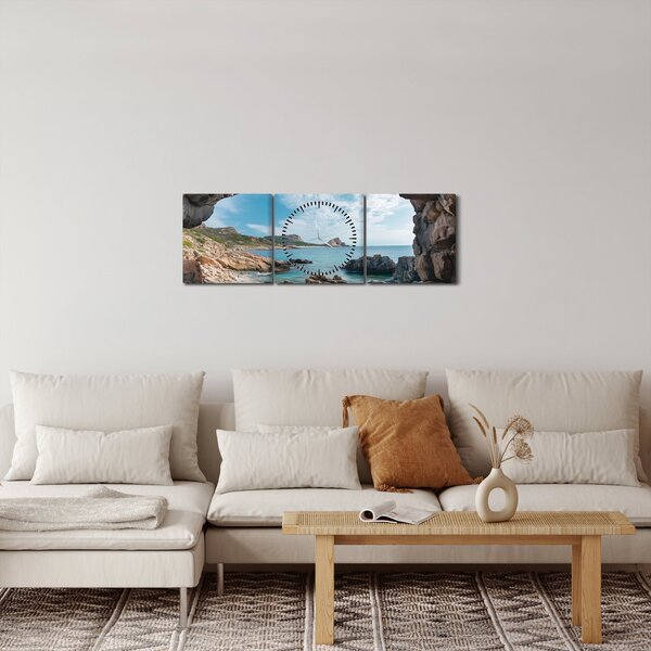 Obraz - Jeskyně u moře (s hodinami) (90x30 cm)