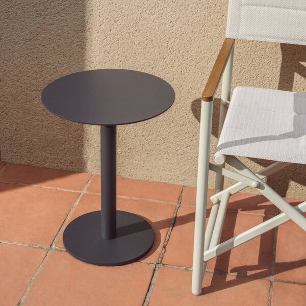 Kave Home Šedý hliníkový zahradní stolek Asinara ⌀ 40 cm