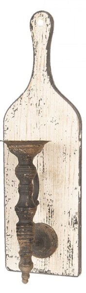 Dřevěný nástěnný svícen s patinou – 18x18x60 cm