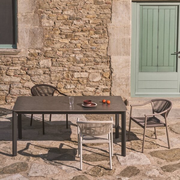 Kave Home Šedý zahradní stůl s keramickou deskou Anafi 180 x 90 cm