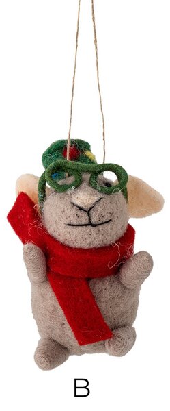 Plstěná vánoční ozdoba Peo Mouse Green Wool E