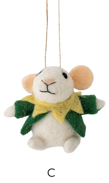 Plstěná vánoční ozdoba Peo Mouse Green Wool E