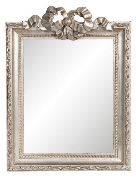 Vintage stříbrné zrcadlo s dekorací mašle – 25x2x34 cm