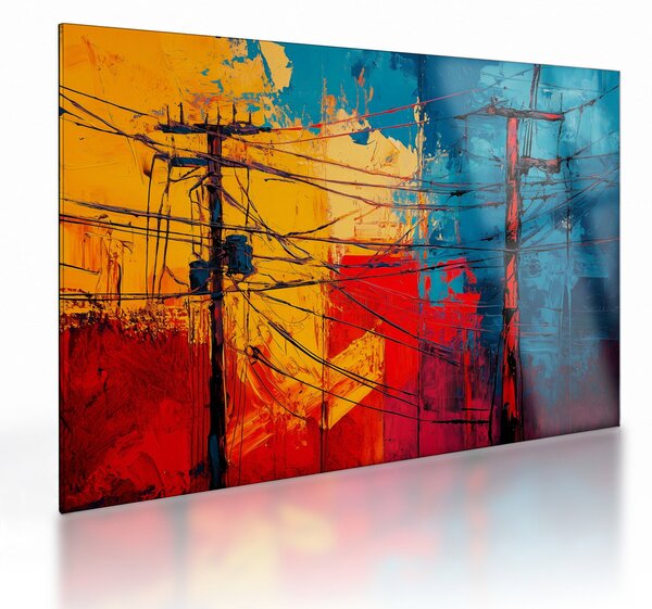 Skleněný obraz - Abstraktní elektrické vedení (70x50 cm)