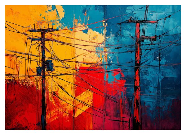 Skleněný obraz - Abstraktní elektrické vedení (70x50 cm)