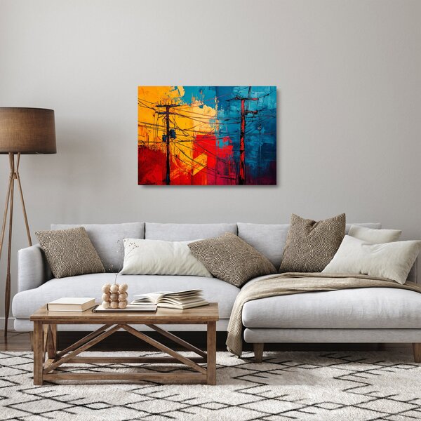 Skleněný obraz - Abstraktní elektrické vedení (70x50 cm)