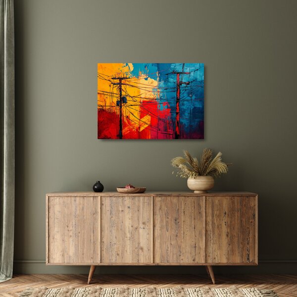 Skleněný obraz - Abstraktní elektrické vedení (70x50 cm)