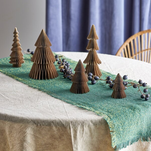 Vánoční dekorace Milan Wood Trees Brown – set 5 ks