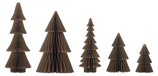 Vánoční dekorace Milan Wood Trees Brown – set 5 ks