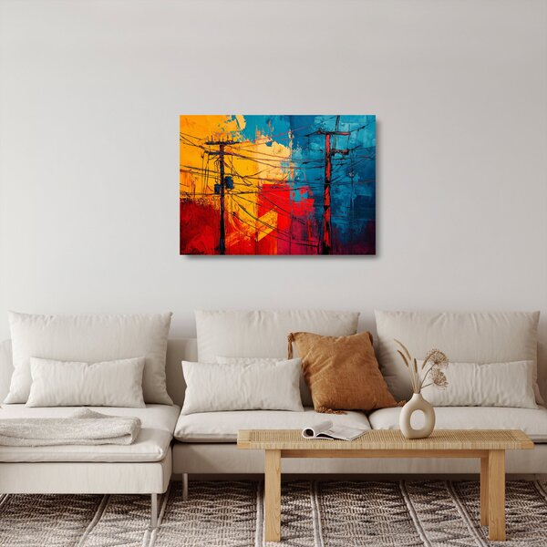 Skleněný obraz - Abstraktní elektrické vedení (70x50 cm)